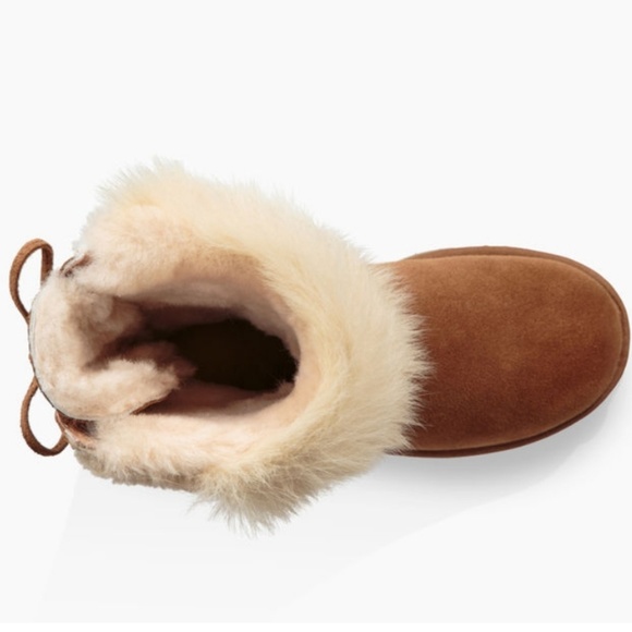 UGG Classic Patchwork Fluff Boot Chestnut Sz 8 - Picture 3 of 8